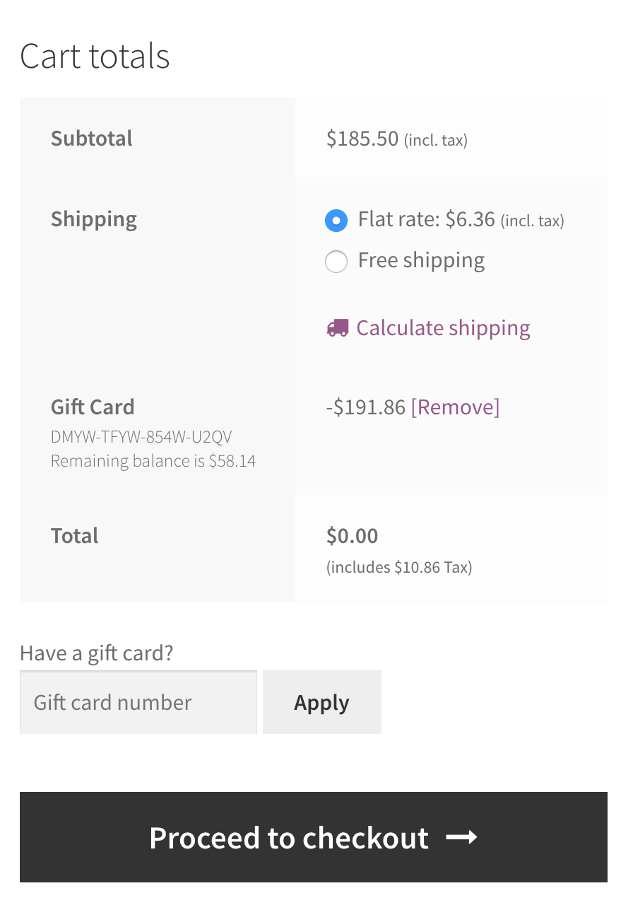WooCommerce Gift Cards - Screenshot