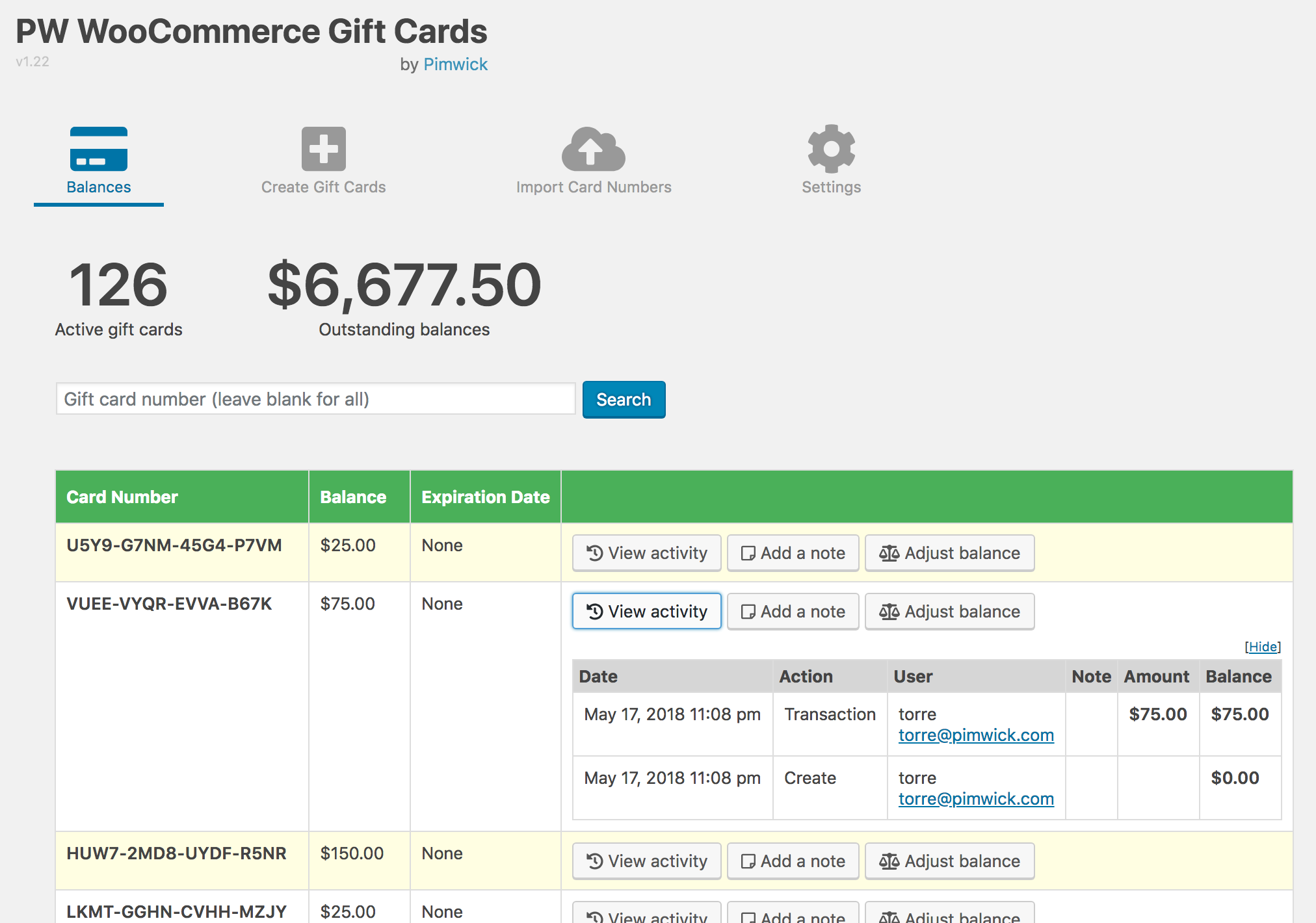 WooCommerce Gift Cards - Screenshot