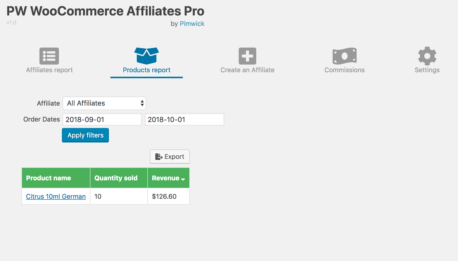 WooCommerce Affiliates - Screenshot