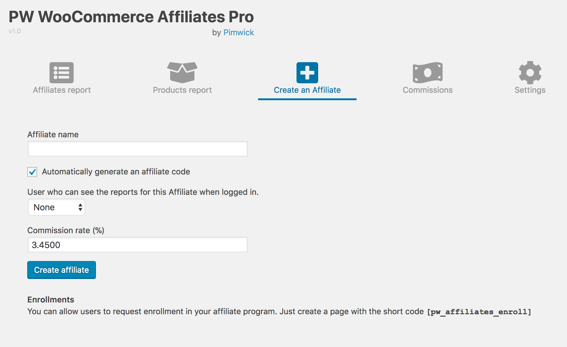 Afiliados WooCommerce - Captura de tela
