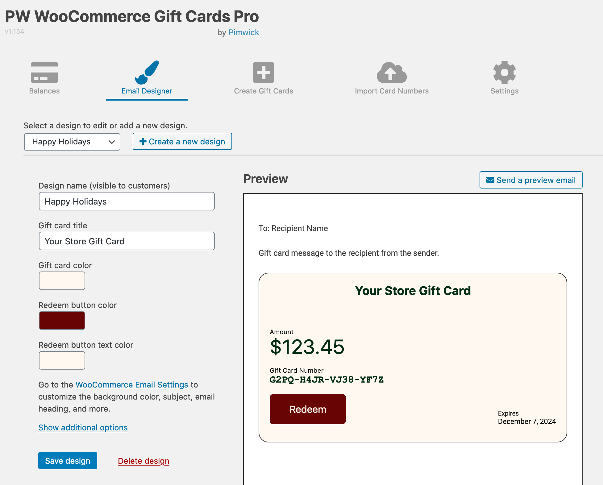 WooCommerce Gift Cards - Screenshot