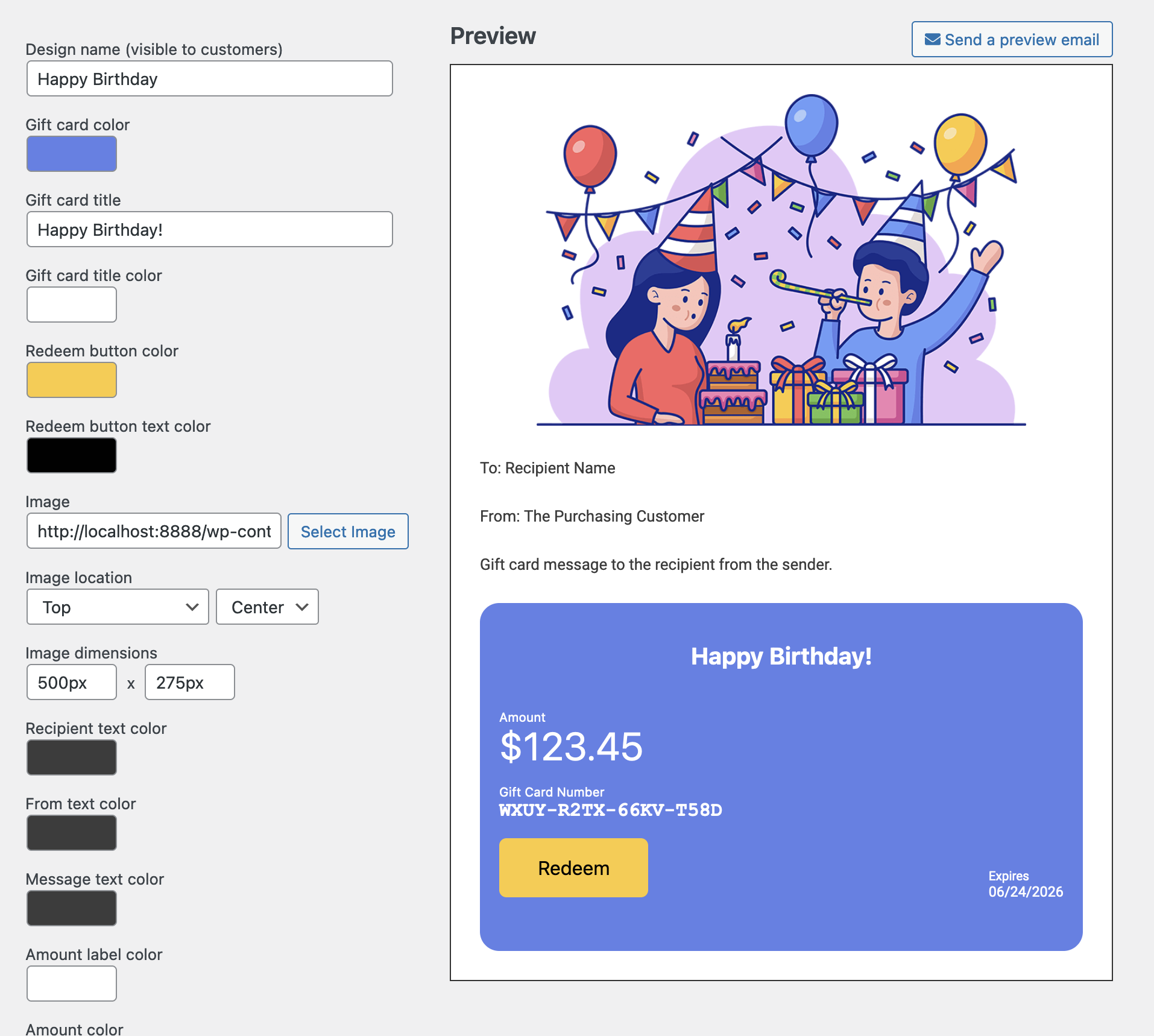 WooCommerce Gift Cards - Screenshot