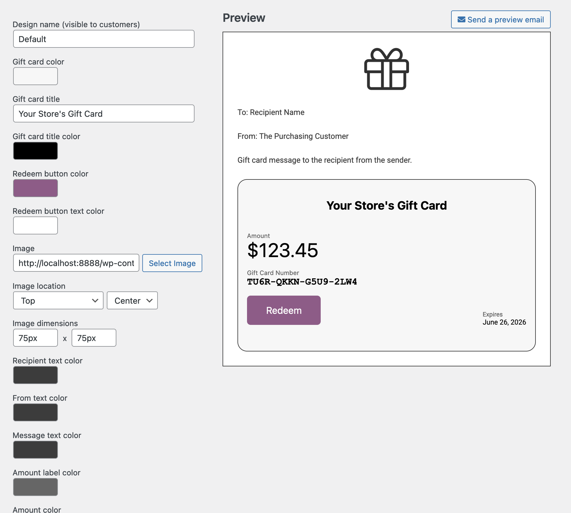 WooCommerce Gift Cards - Screenshot