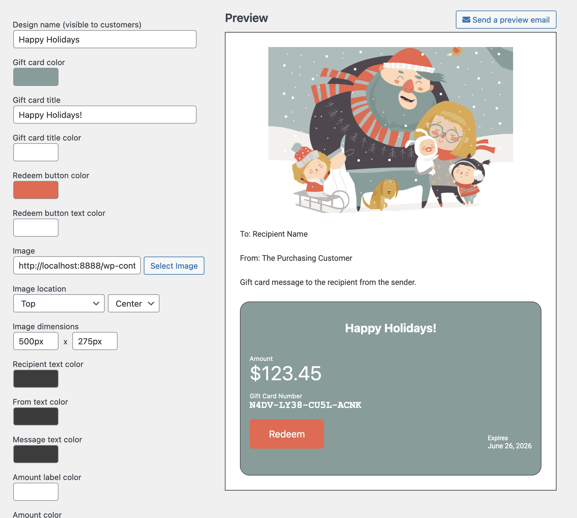 WooCommerce Gift Cards - Screenshot