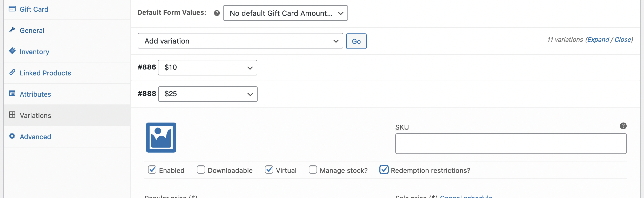 Cartões-presente WooCommerce - Captura de tela