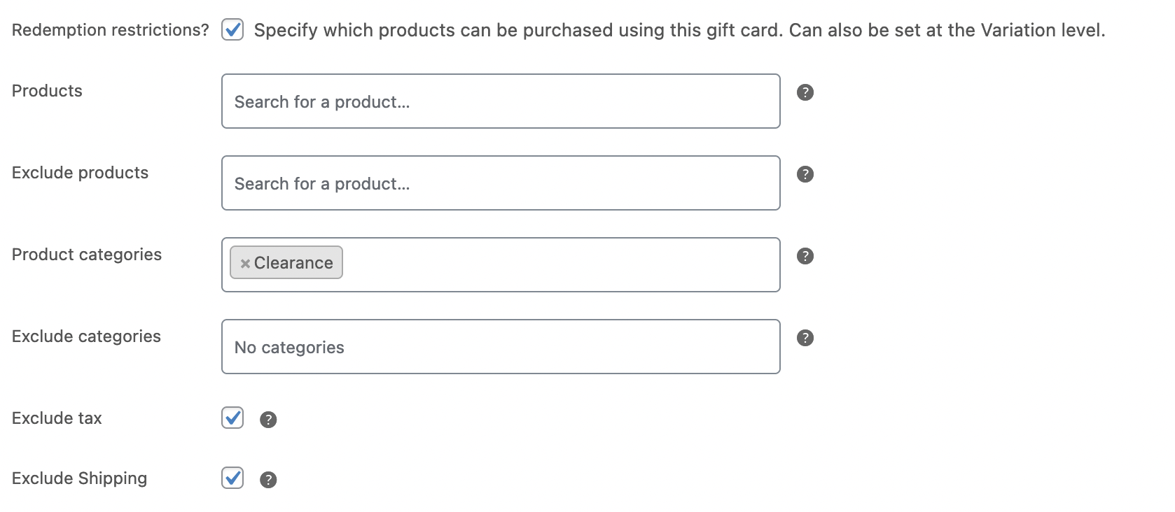 Cartões-presente WooCommerce - Captura de tela