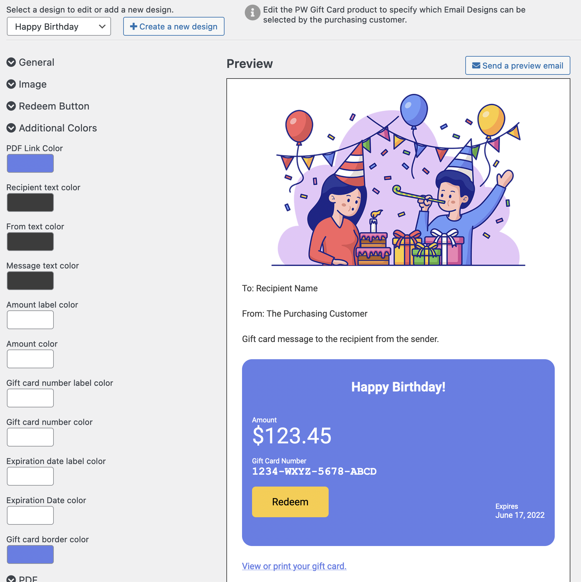 Cartões-presente WooCommerce - Captura de tela